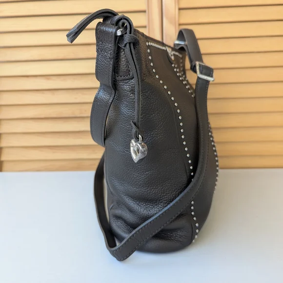 Brighton Black Crossbody Bag with Silver Accents - Picture 4 of 13